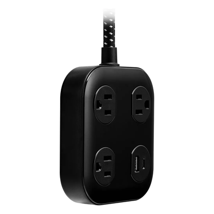 Listwa Zasilająca Z Ochroną Przed Przepięciami, 3 Gniazda, Porty USB I Plecionym Przewodem